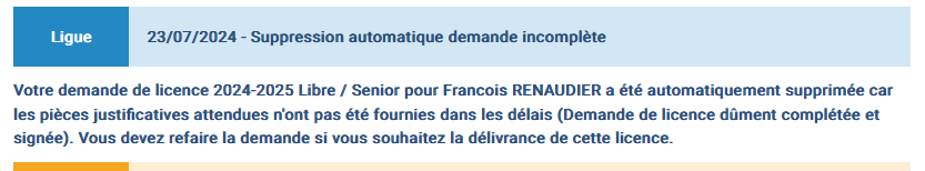 Licence refusee renaudier