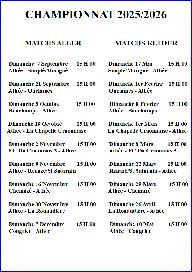 Matchs de championnat 2025 2026
