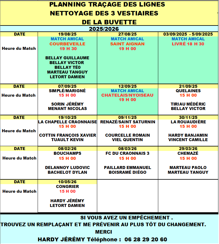 Planning tracage lignes 2025 2026